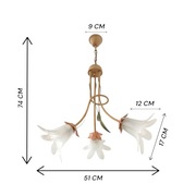 AZALIA - Żyrandol vintage 3-punktowy, białe szkło
