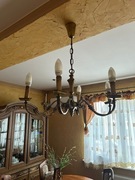 Żyrandol mosiądz 6-ramienny z żarówkami 