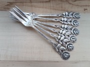 POSREBRZANE WIDELCZYKI DO CIASTA TORTU ANTIKO NIEMCY RÓŻA