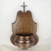 Duża kropielnica ścienna dekoracja drewno i metal