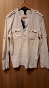 wysokogatunkowy biały long sleeve H&M M z pagonami