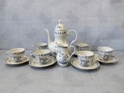 Serwis kawowy niebieskie kwiaty porcelana Bogucice 