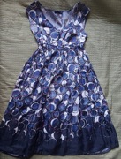 Tatuum sukienka elegancka niebieska biała wiskoza na lato wesele M 38 