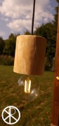 Lampa drewniana nowoczesna loftowa boho do altanki ogrodu "BiałoCzarny"
