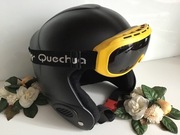 Kultowy Czarny kask  motocyklowy Sporty zimowe Junior SM oraz gogle