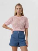 Sweterek Wibs Ażurowy Pudrowy Róż 36 Modny Lekki