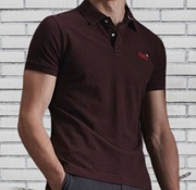 275zł Superdry SLIM FIT Bordowe S/M/L MUSCLE Bawełna Polo t-shirt japan
