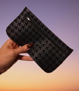 Saszetka Skórzana Pepitka Ręcznie Szyta Unikat Etui na Fioletowa