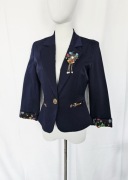Śliczna granatowa marynarka L 40 broszka