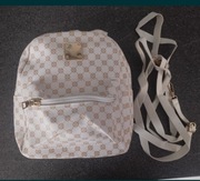 Nowy nieduży plecak mały plecaczek torebka mała biały wzorki ekoskóra 