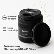 Obiektyw Canon RF 24-50mm f/4.5-6.3 IS STM + filtr ND 2-400 58mm