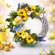 Wiosenny wianek wielkanocny stroik dekoracja z nutą natury