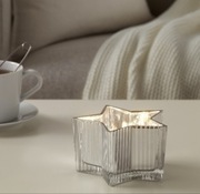 Świecznik ikea gwiazda srebrna szklana