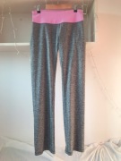 Crivit Spodnie sportowe S szare różowy pas straight legginsy fitness joga