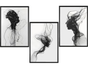 Zestaw 3 plakatów 30x40cm-ulotność ,obraz czarny,szare tło,nowoczesny