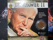 JAN PAWEŁ II Pamiątka kanonizacji z numizmatem i książką 