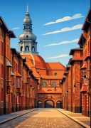 Śląsk Katowice Nikiszowiec - Art Deco 40x60cm