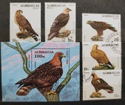 !!! AZERBEJDŻAN PTAKI - SERIA plus BLOK KASOWANE z klejem !!! 