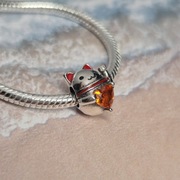 Charm's Maneki-neko kot NOWY srebro 925