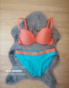 Feba pomarańczowo - niebieski kostium kąpielowy  S