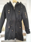 Parka czarna z futerkiem