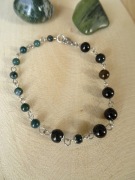 Bransoletka Turmalin czarny Agat mszysty Rękodzieło kamienie naturalne