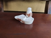 PRL Fajans solniczka z podstawką podstawka do zestawu jesienne liście