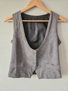 Kamizelka vintage szara kamizelka krótka na jesień damska S 36