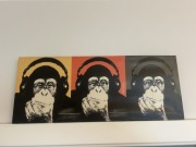 Obraz na płótnie – 3 małpy w słuchawkach, styl pop art