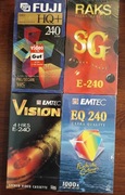 kaseta VHS, NOWA w folii 240min, EMTEC Vision, RAKS, FUJI