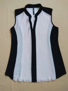 Bluzeczka jasna z czarnymi wyszczuplającymi wstawkami, bez rękawów