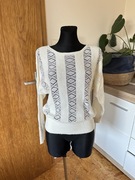 Twinset XS 34 36 sweter w kremowy ażurowy viscoze lana alpaca nowy