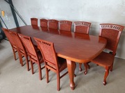 Dębowy stół 275 cm plus 10 krzeseł 