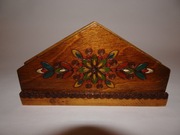 Cepelia, drewniany serwetnik, serwetnik Prl, vintage, retro