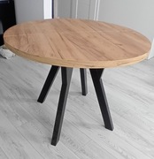 Stół okrągły rozkładany Loft 2023 100 x 100 x 75cm dąb craft złoty