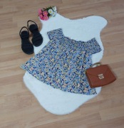 Granatowy crop top damski New Look rozmiar XXL ze wzorem na lato