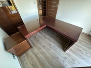 Biurko narożne, biblioteki, zestaw mebli gabinetowych naturalny fornir.