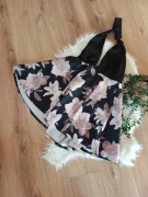 46 44XXXL czarna sukienka rozkloszowana z dekoltem odkryte plecy lato