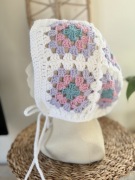 Kolorowa szydełkowa czapka bonetka kapturek handmade crochet rękodzieło