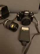 Nikon EM + 50mm 1.8 + 135mm 2.8 + lampa SB-E | Zestaw analog vintage