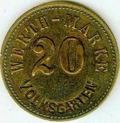 ŚLĄSK - WERTH-MARKE VOLKSGARTEN 20 mos 22,1 mm