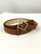 NOWY Skórzany pasek do spodni damski brązowy szeroki solidny mocny