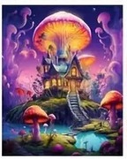 5D DIY Haft diamentowy Bajkowy domek z grzybkiem