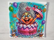 Kartka okolicznościowa diamentowa na urodziny dla babci starszej pani 