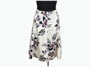 Bonmarché Spódnica Midi w Kwiaty Len Wiskoza Kremowa 46 3XL