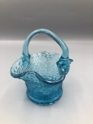 Vintage niebieski szklany koszyczek grube szkło dekoracyjny Retro Vintage