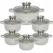 Zestaw Garnków 12 elementów Marmur Ceramiczny - Indukcja Gaz