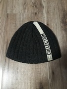 Szara czarna czapka zimowa dla chłopca 30% wełna 