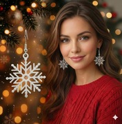 Kolczyki Białe Płatki Śniegu - Bigle Posrebrzane, Antyalergiczne