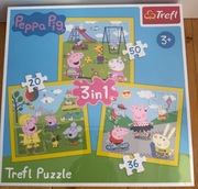 PUZZLE 3 W 1 ŚWINKA PEPPA Wesoły dzień, 3 układanki dla dzieci +3 lata
